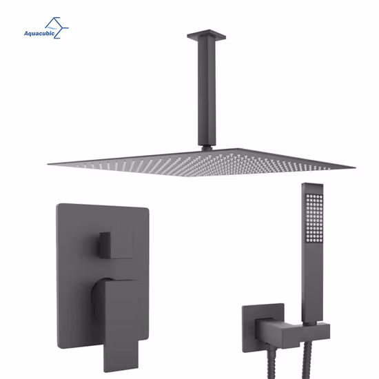 Rechteckige Duschsets Mattschwarzes Duschsystem aus massivem Messing Duscharmatursystem
