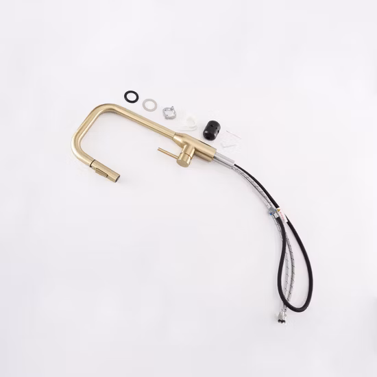 Sanitärkeramik-Fabrik, Küchenspüle, Wasserhahn, PVD-Champagner-Schwenkhahn, goldfarbener Küchenhahn, abklappbarer Upc-Küchenmischer aus 304-Edelstahl, Küchenarmatur