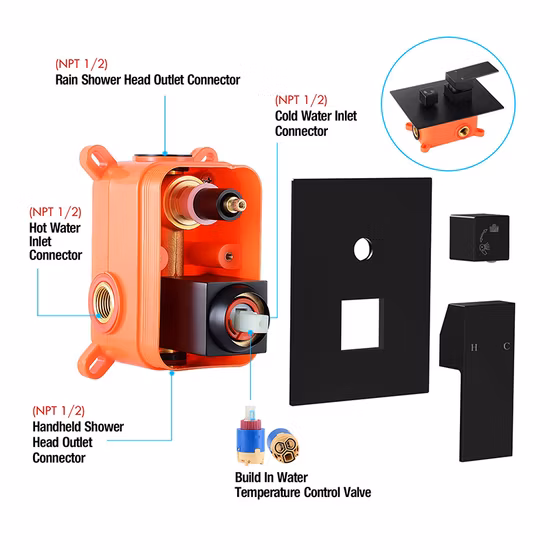 Regenduscharmatur-Set zur Wandmontage, verchromtes Badezimmer-Wasserfallsystem, Badezimmer-Duschset, verdecktes Duschset